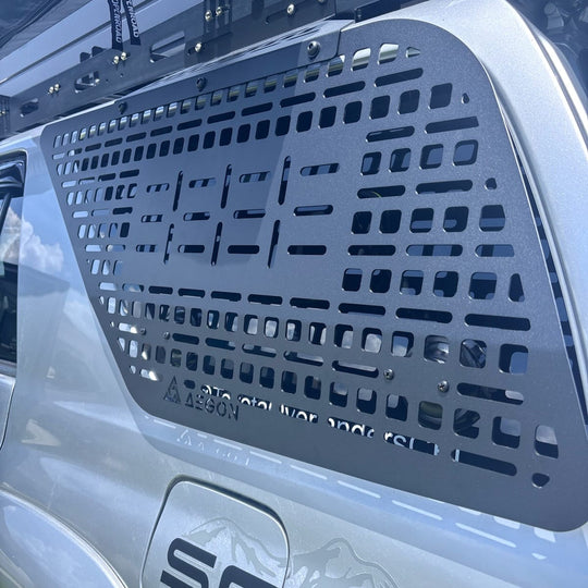 No-drill rear window Molle rack for Toyota 4Runner 4th Gen, precision-engineered for easy interior mounting.