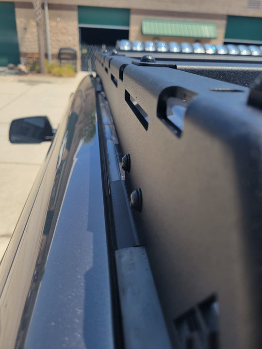Heavy-duty Tundra roof rack with 900 lbs static load capacity, ideal for rooftop tents.