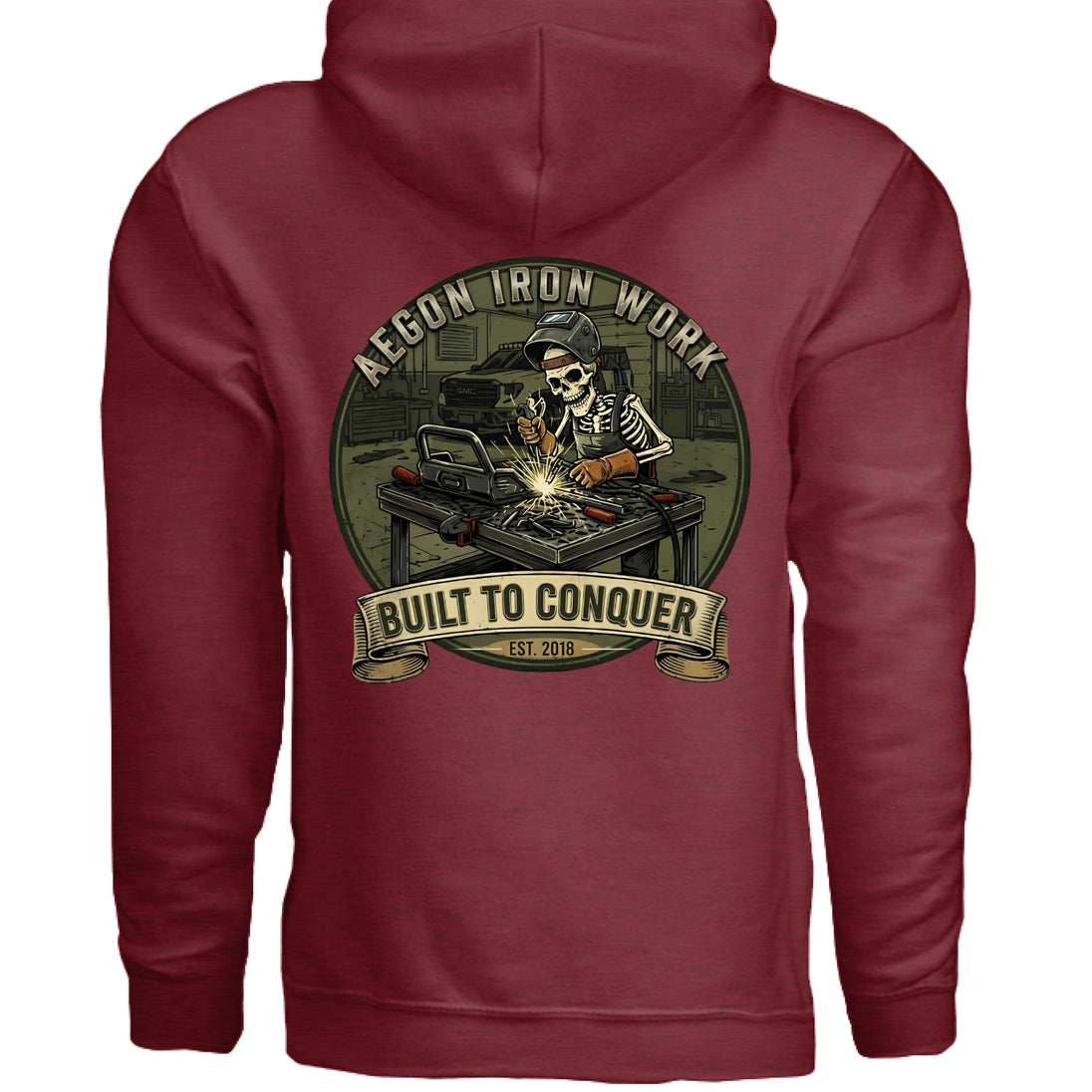 AEGON 'Til Death Welding Hoodie - ANTIQUE CHERRY RED - BACK