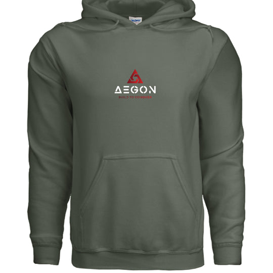 AEGON Warning Label Overlanding Hoodie - MILITARY GREEN - FRONT