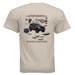 Close-up of the premium 6 oz. 100% USA-grown cotton fabric on the Aegon Ironwork t-shirt. - SAND - BACK