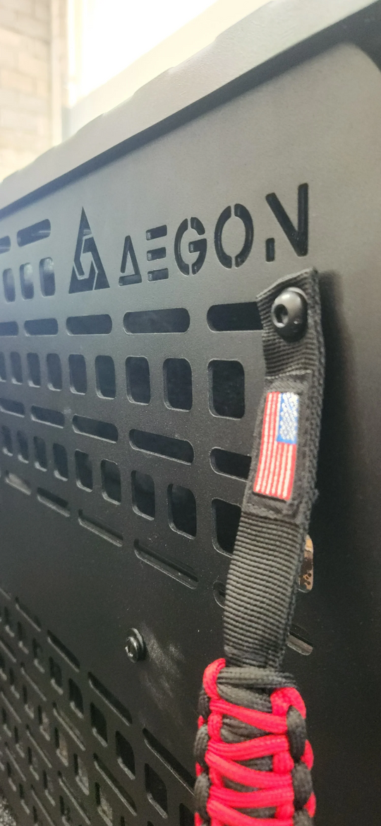 Modular truck bed Molle rack system for Toyota Tundra with a static front anchor panel and black powder coat steel construction.