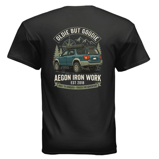 Oldie But Goodie Overlanding Tee | Vintage SUV Shirt - AEGON - BLACK - BACK