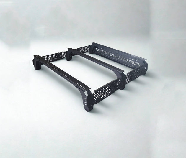 AEGON adjustable aluminum bed rack for 5.5ft to 7ft pickup beds with black powder coat.