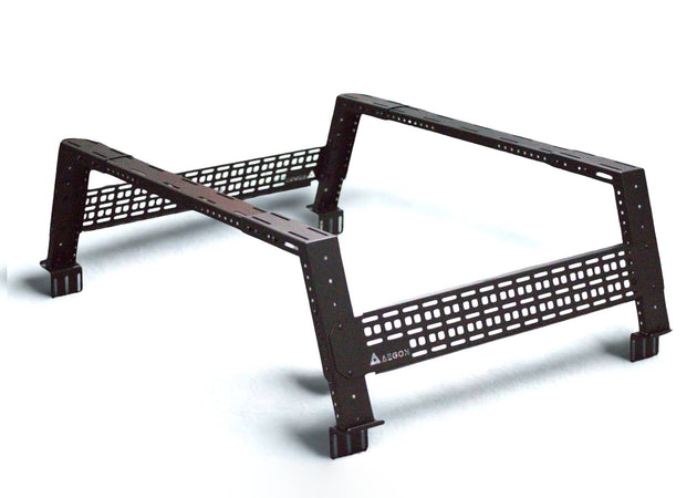 Adjustable height truck bed rack by AEGON, fits 5.5ft to 7ft pickup beds with black powder coat.