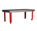 AEGON heavy duty welding table with 5/8 inch holes and 2 inch spacing for precision clamping.