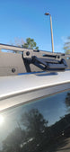 Set of 2 black powder-coated aluminum handles for enhanced safety and balance on roof racks.