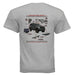 Detailed view of the technical schematic design on the Anatomy of an Overland tee showcasing off-road components. - SPORT GREY - BACK