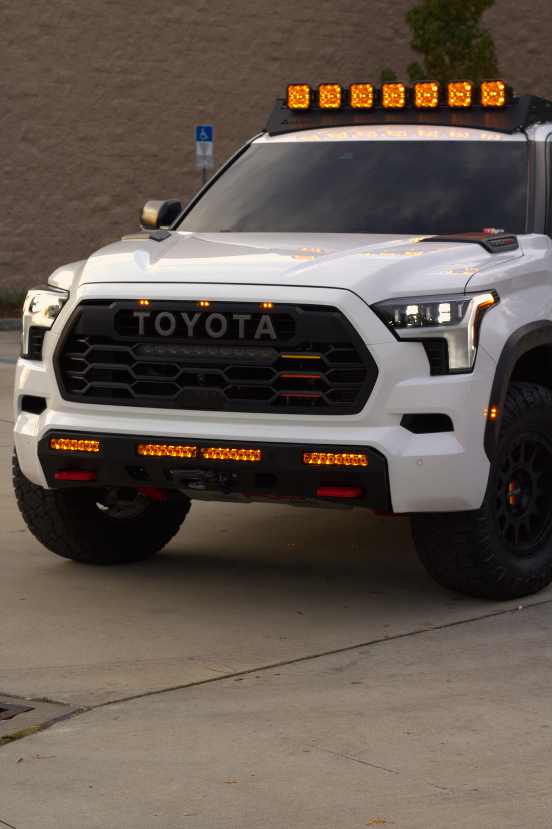 American-made Aegon front bumper for Toyota Sequoia crafted from 3/16 inch steel with black powder coat finish.