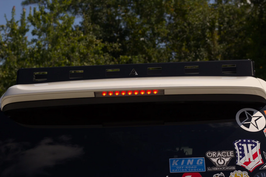 Aerodynamic rear deflector in black powder coat designed specifically for AEGON roof racks.