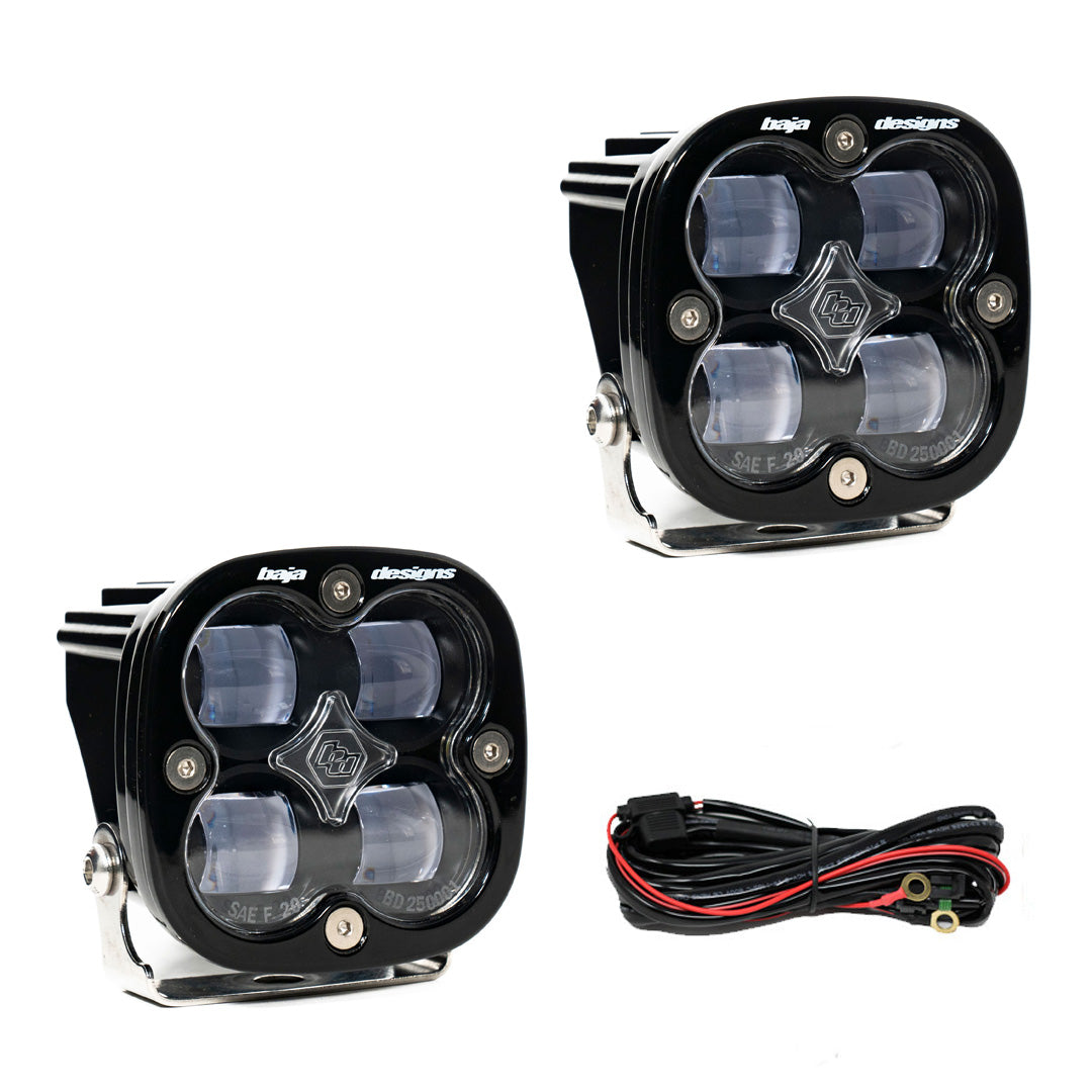 Baja Designs Squadron SAE clear lens LED fog light pod pair with included wiring harness