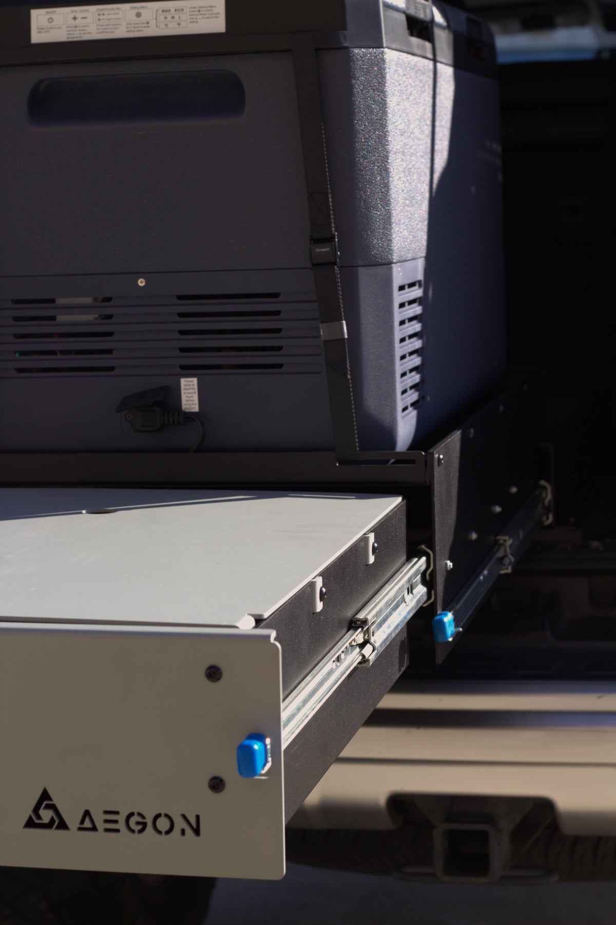 Aluminum Sliding Fridge Drawer & Integrated Worktable | AEGON