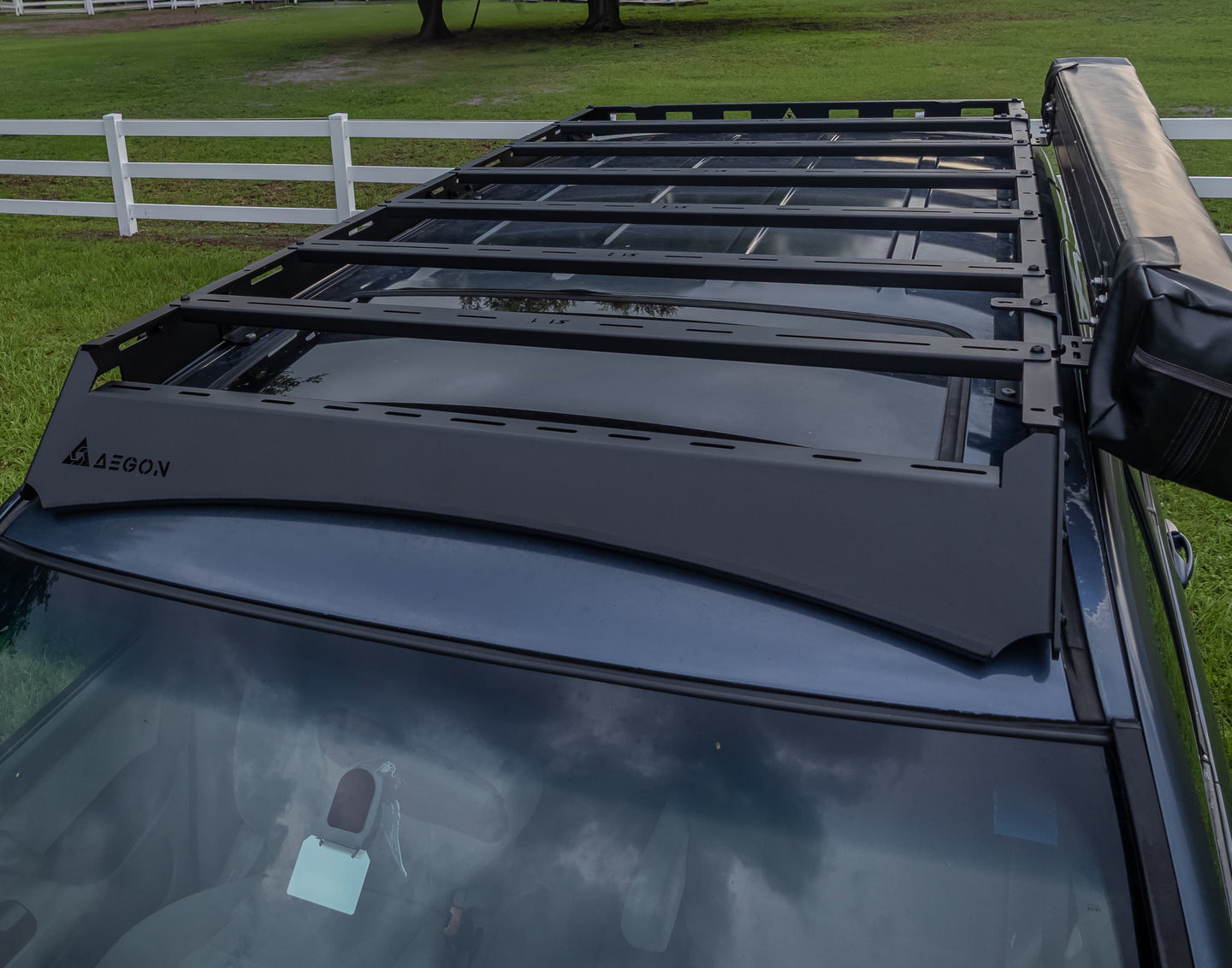 High-strength steel Sequoia roof rack with 1100 lbs static load capacity, ideal for rooftop tents and heavy expedition gear.