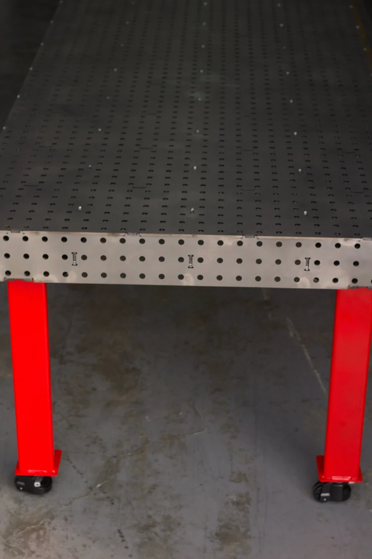 Industrial garage workbench made of 1/4 inch hot rolled P&O steel for metal and wood works.