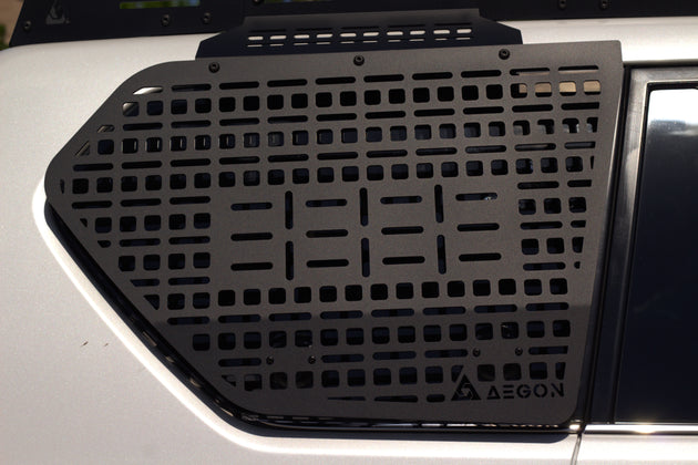 Black aluminum interior Molle panel designed specifically for the Lexus GX 460 second generation rear window area.