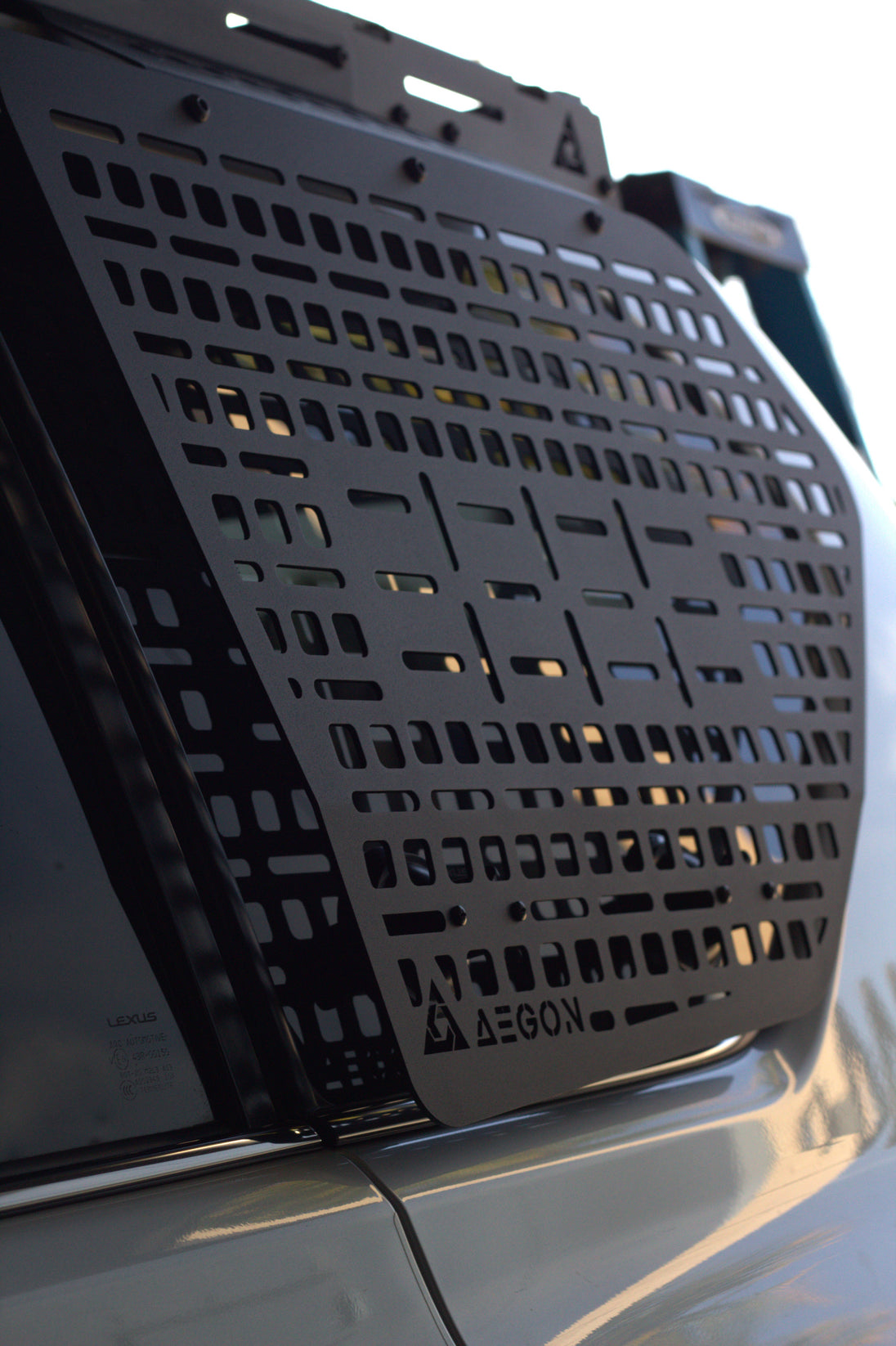 Sleek low-profile Molle panel for Lexus GX 460 that maximizes storage space without compromising driver rearward visibility.