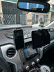 Lightweight no-drill aluminum dashboard Molle rack for Toyota Tundra with a durable black powder coat finish.