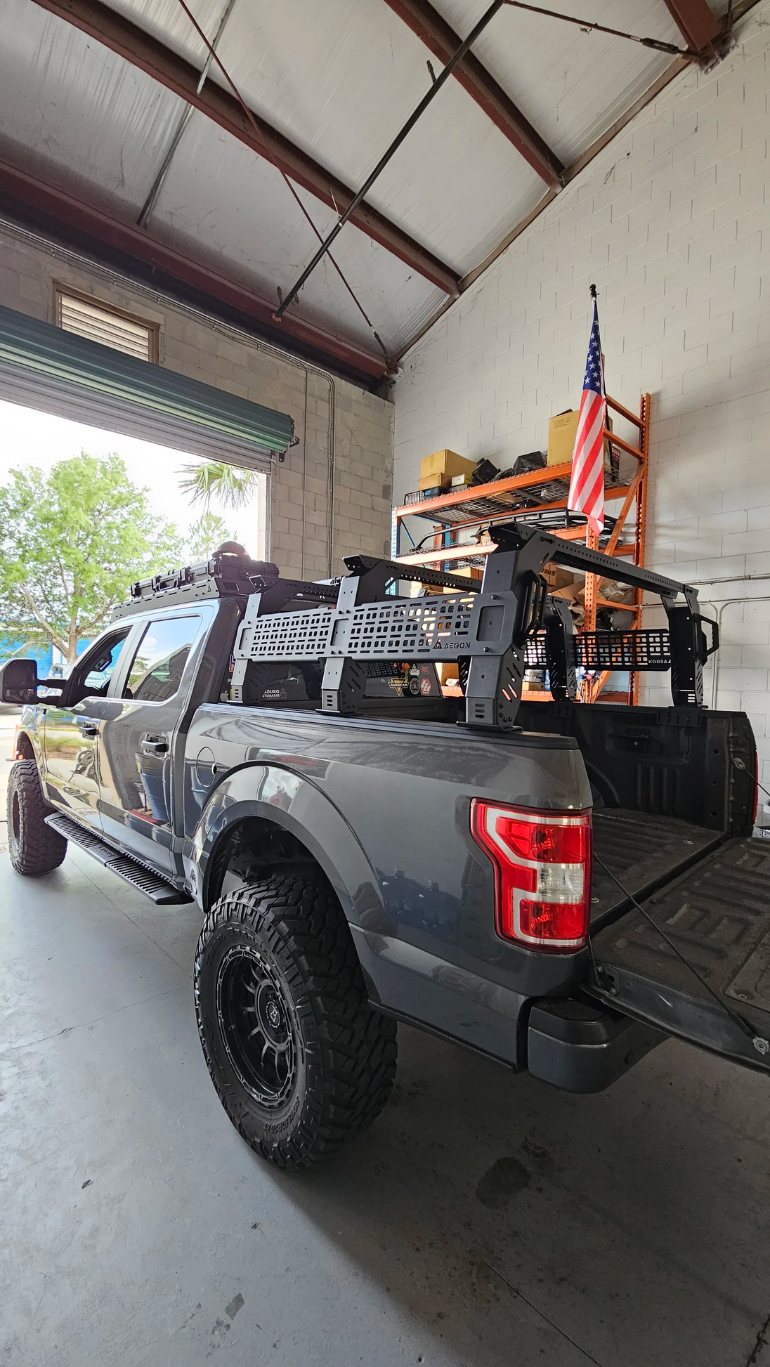 Professional overland expedition bed rack system suitable for Toyota, Ford, RAM, and Chevy pick-up trucks.