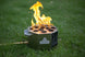 Compact propane fire pit used for tailgating and backyard outdoor living spaces.