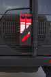 Close-up of Aegon Ironwork Molle Panel showing RotopaX fuel canister and traction board mounting points for Prado 90.