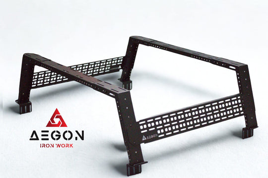 Heavy-duty steel bed rack for rooftop tents with 900 lbs static load and 600 lbs dynamic capacity.