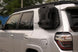 Black aluminum Molle panel for 5th Gen Toyota 4Runner models 2010 to 2024 rear window storage.