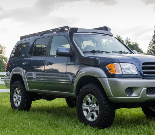 Full-length aluminum roof rack custom-designed for 3rd Generation Toyota Sequoia models from 2023 to 2025.