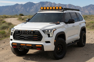 Full-length aluminum roof rack custom-designed for the 3rd Generation Toyota Sequoia models from 2023 to 2025.