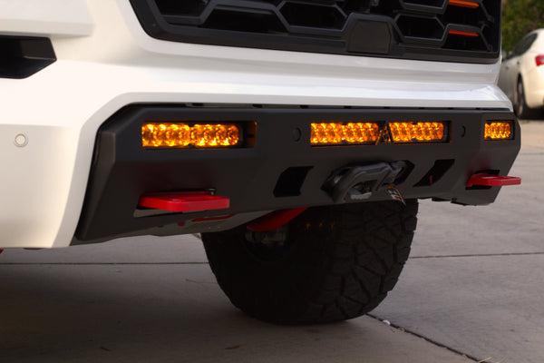 Heavy-duty 3/16 inch steel front bumper custom-designed for the 3rd Generation Toyota Sequoia (2023-2025).