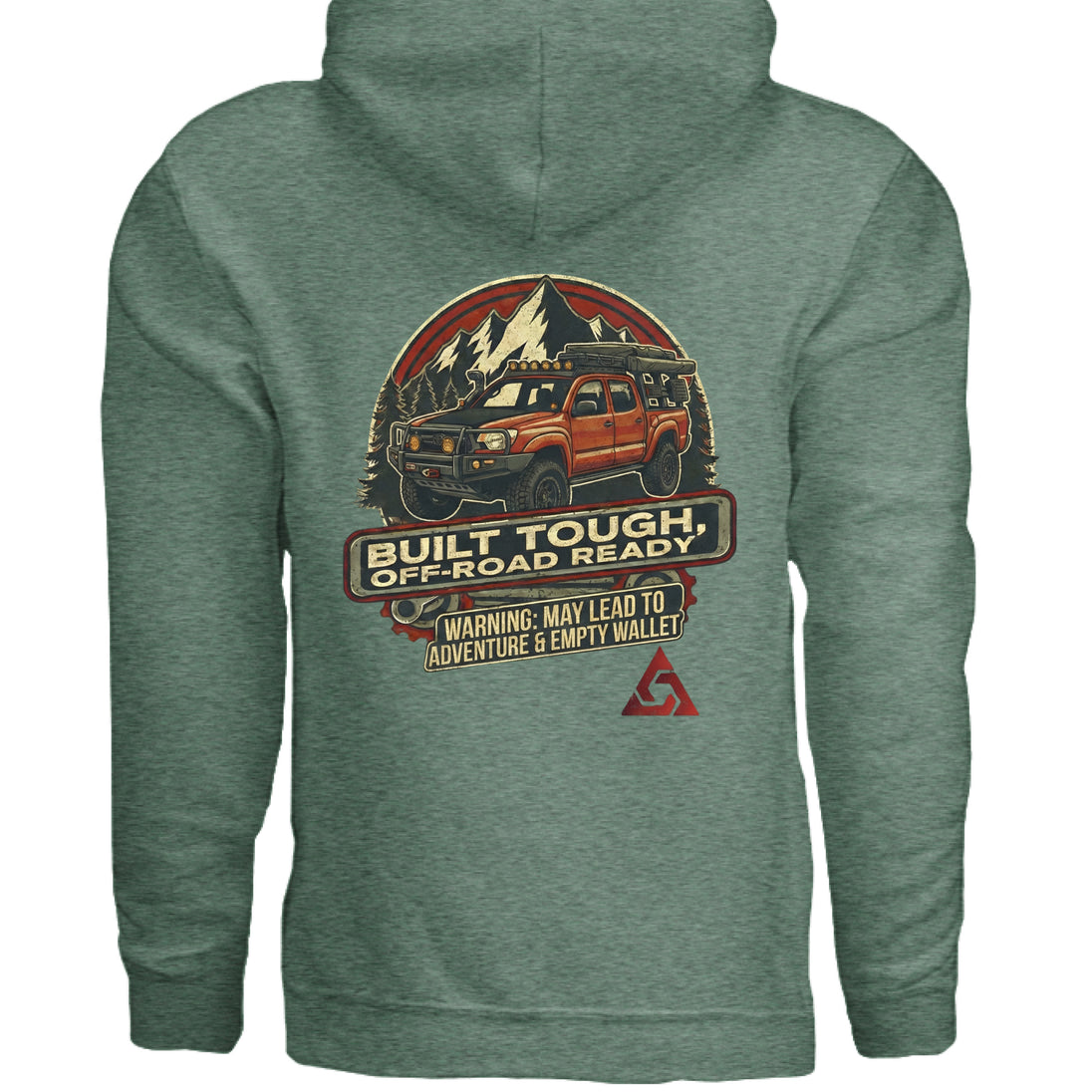 AEGON Warning Label Overlanding Hoodie - Heather Sport Dark Green - BACK